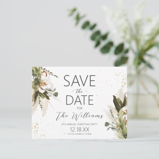 Bohemen Groene Waterverf Sparen de Datum Aankondigingskaart (Staand voorkant)