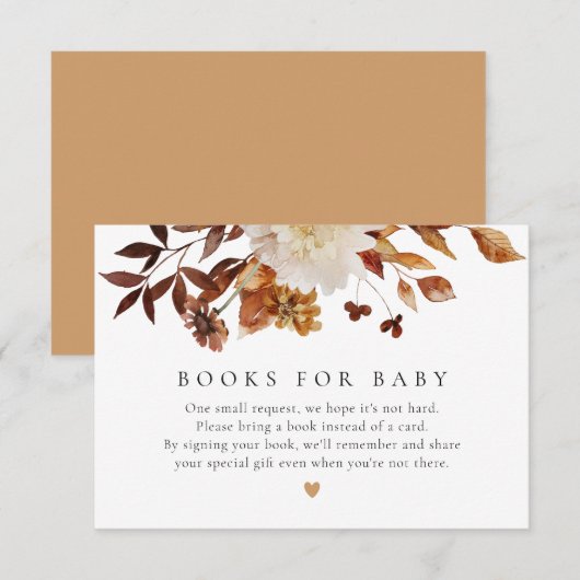 Bohemen Herfst Floral Books for Baby Request Kaart (Voorkant / Achterkant)