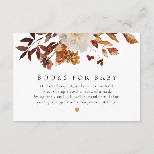 Bohemen Herfst Floral Books for Baby Request Kaart (Voorkant)