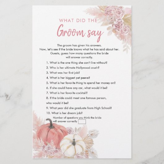 Bohemen Herfst in de liefde pompoen wat Groom say  (Voorkant)