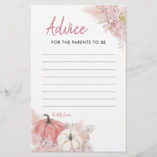 Bohemen Herfst in Love Pumpkin Advice Card (Voorkant)