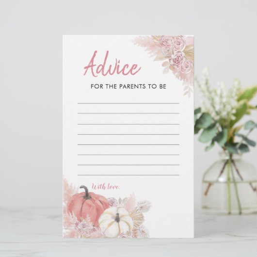 Bohemen Herfst in Love Pumpkin Advice Card (Staand voorkant)