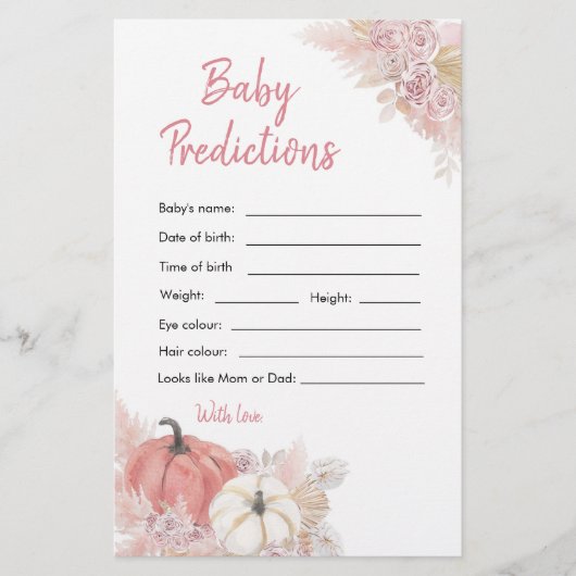 Bohemen Herfst in Love Pumpkin Baby Predictions (Voorkant)