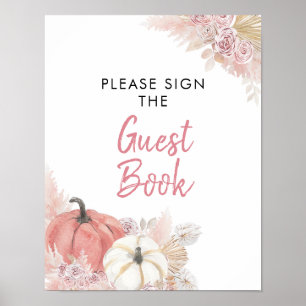 Bohemen Herfst in Love Pumpkin Guest Book Poster