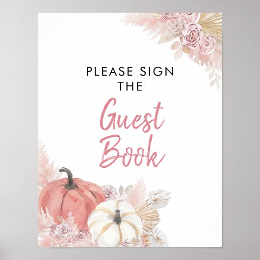 Bohemen Herfst in Love Pumpkin Guest Book Poster (Voorkant)