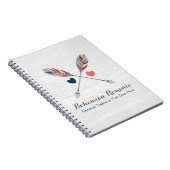 Bohemen kruiige pijlen op bijtende wood boho afbee notitieboek (Rechterzijde)