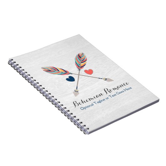 Bohemen kruiige pijlen op bijtende wood boho afbee notitieboek (Rechterzijde)