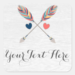 Bohemen kruiige pijlen op bijtende wood boho afbee vierkante sticker