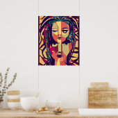 Bohemen Medusa, abstract modern portret Poster (Keuken)
