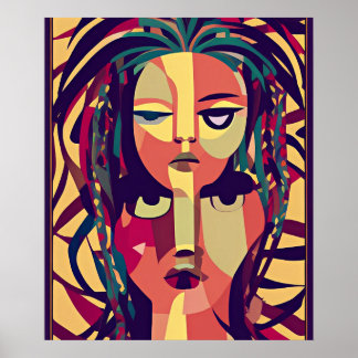 Bohemen Medusa, abstract modern portret Poster