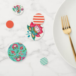 Bohemen oranje blauw Folk Flowers | Weddenschap Confetti