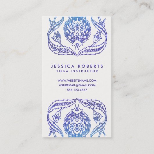 Bohemen Paars en Aqua Waterverf Floral Design Visitekaartje (Achterkant)