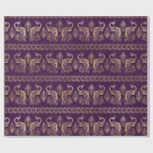 Bohemen Paars en Gold Foil Peacock Pattern Cadeaupapier (Vlak)