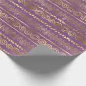 Bohemen Paars en Gold Foil Peacock Pattern Cadeaupapier (Hoek)