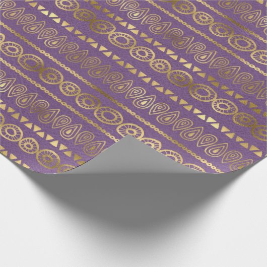 Bohemen Paars en Gold Foil Peacock Pattern Cadeaupapier (Hoek)