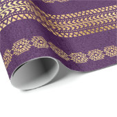 Bohemen Paars en Gold Foil Peacock Pattern Cadeaupapier (Rol Hoek)