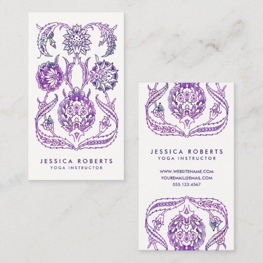 Bohemen Paarse Waterverf Floral design Visitekaartje (Voorkant / Achterkant)
