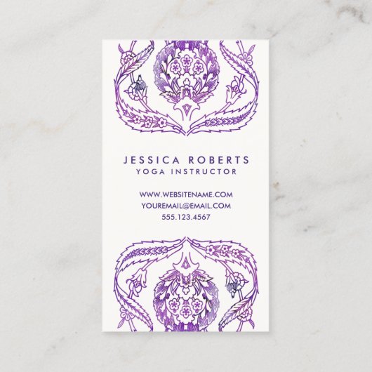 Bohemen Paarse Waterverf Floral design Visitekaartje (Achterkant)