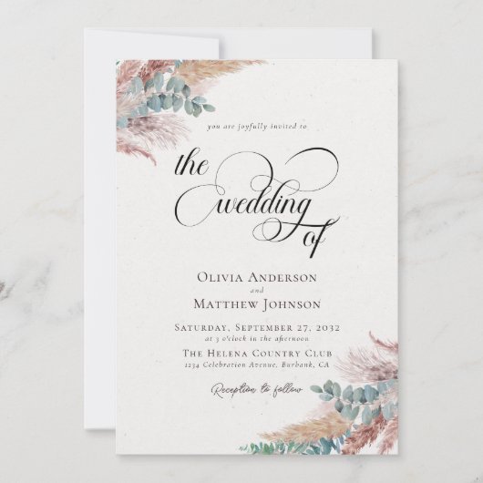 Bohemen Pampas Grass All-in-One Weddenschap Kaart (Voorkant)