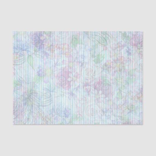 Bohemen pastel roze lavendel blauwgroen bloemstrep tissuepapier (Voorkant)