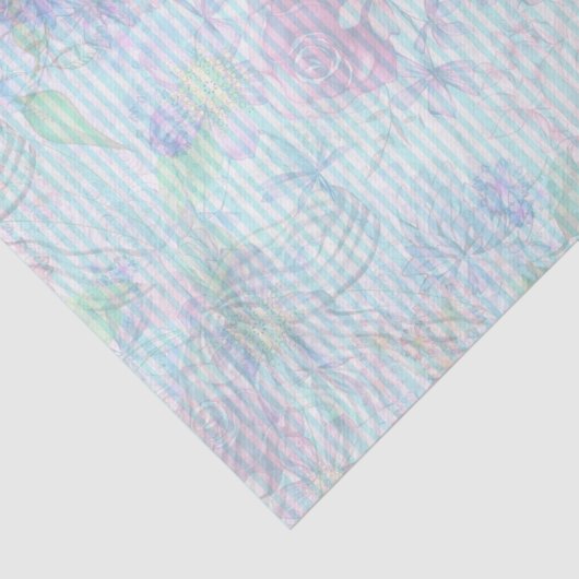 Bohemen pastel roze lavendel blauwgroen bloemstrep tissuepapier (Detail)