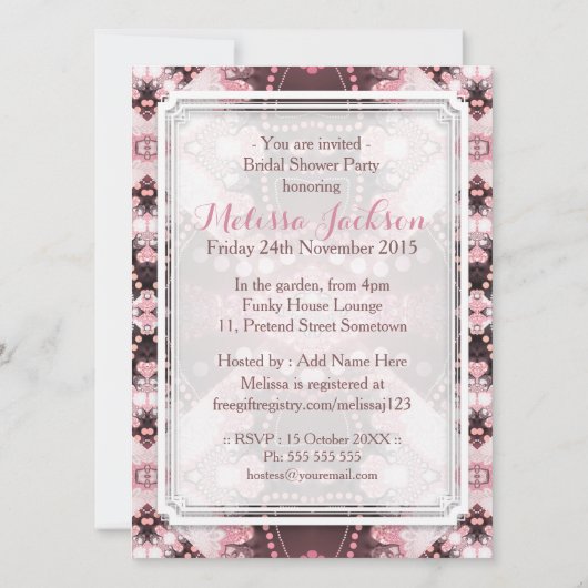 Bohemen Patchwork Roze Vrijgezellenfeest nodigt ui Kaart (Achterkant)