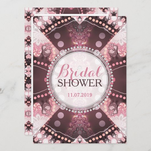 Bohemen Patchwork Roze Vrijgezellenfeest nodigt ui Kaart (Voorkant / Achterkant)