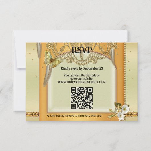 Bohemen QR Code Dreamweaver Weddenschap RSVP Kaart (Voorkant)