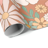  Bohemen retro Floral Hippie Style Botanic Cadeaupapier (Rol Hoek)