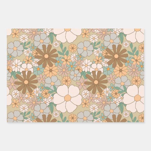 Bohemen retro Floral Hippie Style Botanic Inpakpapier Vel (Voorkant 2)