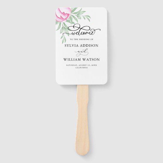 Bohemen Roos Roze goud bruin huwelijk Handwaaier (Voorkant)