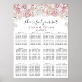 Bohemen roze bloemen bruiloft Zitplaatsen Poster (Voorkant)
