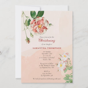 Bohemen Rozen Baptisme Christening Baby Girl Kaart