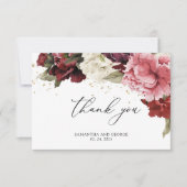 Bohemen rozen bloemen paars romantisch bedankkaart (Voorkant)