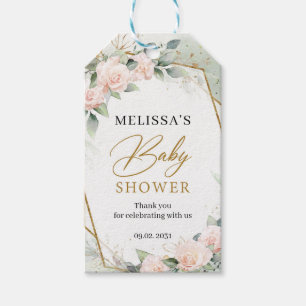 Bohemen rozen eucalyptusgoud Baby shower Cadeaulabel