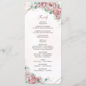 Bohemen  rozen peonies eucalyptus gold programmakaart (Achterkant)