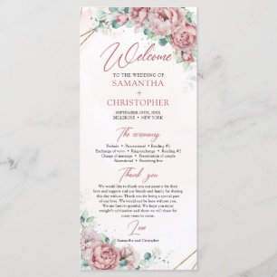 Bohemen  rozen peonies eucalyptus gold programmakaart