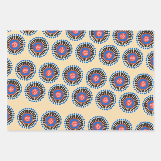 Bohemen Scandinavische vormen in rood blauw en zwa Inpakpapier Vel (Voorkant 3)