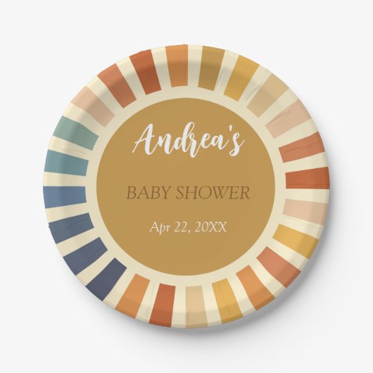 Bohemen Shower 70's Boho Sunshine Bohemian Papieren Bordje (Voorkant)