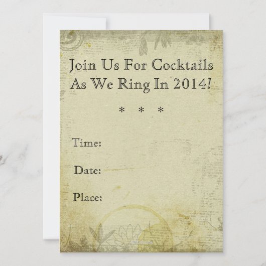 Bohemen Style New Years Cocktail Party Invitation Kaart (Achterkant)