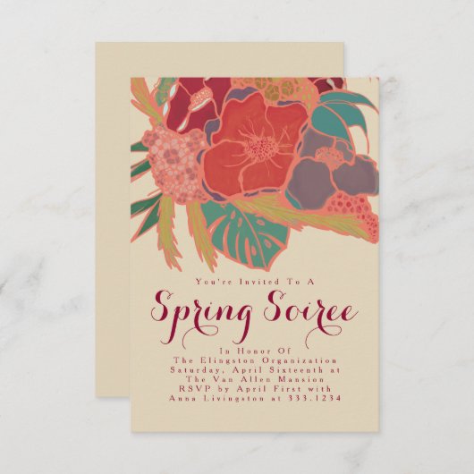 Bohemen Style Party Invitational - Floral  Kaart (Voorkant / Achterkant)