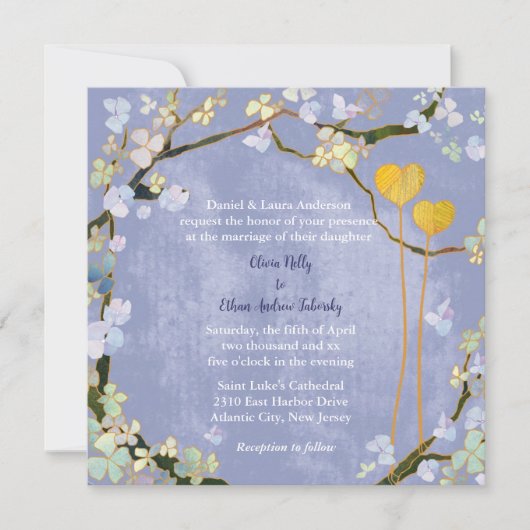 Bohemen Style Powder Blue Wedding Kaart (Voorkant)