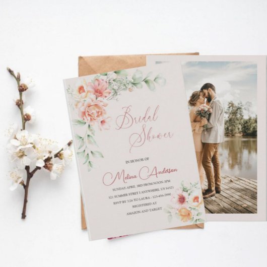 Bohemen terracotta bloemen waterverf show kaart