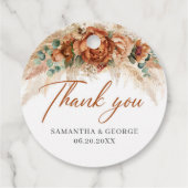 Bohemen tropische terracotta bloemen palm bruiloft bedankjes labels (Achterkant)