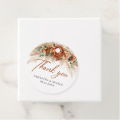 Bohemen tropische terracotta bloemen palm bruiloft bedankjes labels (In situ)