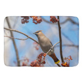 Bohemen, vogel met blauwe achtergrond badmat (Voorkant)