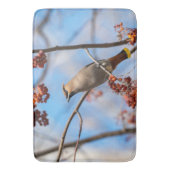 Bohemen, vogel met blauwe achtergrond badmat (Voorkant Verticaal)