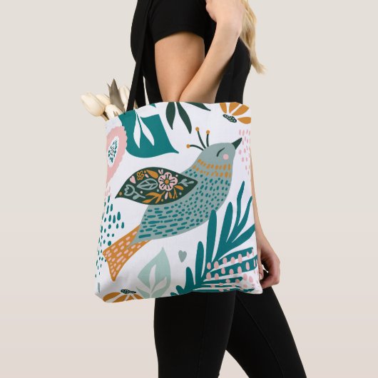 Bohemen-vogel met flesvormige flensanische patrone tote bag (Dichtbij)