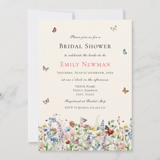 Bohemen Vrijgezellenfeest van wilde bloemen en vli Kaart (Voorkant)