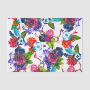 Bohemen Waterverf bloemen deer Antlers bladeren Tissuepapier